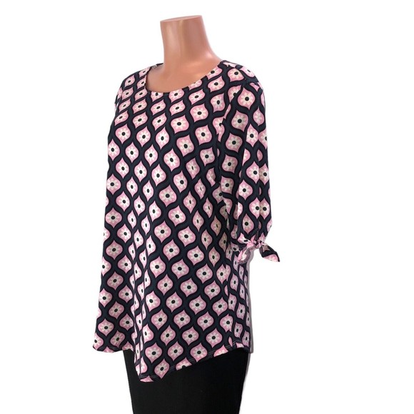 NWT NEW West Loop Shirt Size L Pink White Floral Print Ruffle Sleeve Soft Tunic - Picture 5 of 9